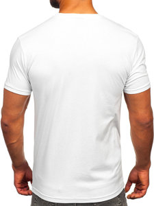 Bolf Herren Baumwoll T-Shirt mit Motiv Weiß  14794