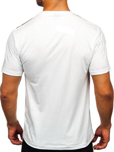 Bolf Herren Baumwoll T-Shirt mit Motiv Weiß  5041