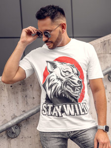 Bolf Herren Baumwoll T-Shirt mit Print Weiß 143021A