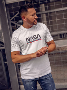 Bolf Herren Baumwoll T-Shirt mit Print Weiß 14749A