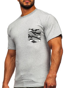 Bolf Herren Baumwoll T-Shirt mit Tasche Grau  14507