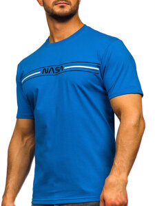 Bolf Herren Baumwoll T-Shirts mit Motiv Azurblau  5052