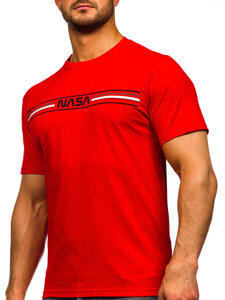 Bolf Herren Baumwoll T-Shirts mit Motiv Rot  5052