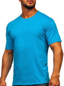 Bolf Herren Baumwoll Uni T-Shirt Blau B459