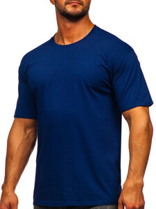 Bolf Herren Baumwoll Uni T-Shirt Tintenblau B459