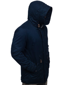 Bolf Herren Baumwoll Winterjacke Parka Dunkelblau  1793