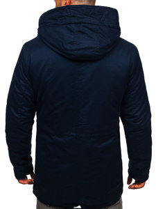 Bolf Herren Baumwoll Winterjacke Parka Dunkelblau  1793