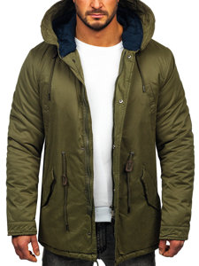 Bolf Herren Baumwoll Winterjacke Parka Grün 1793