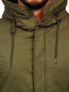 Bolf Herren Baumwoll Winterjacke Parka Grün 1793