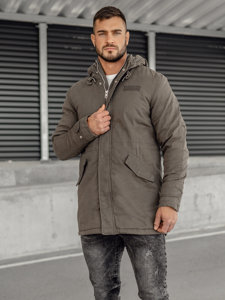 Bolf Herren Baumwoll Winterjacke Parka Khaki  EX838A