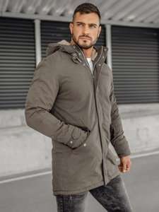 Bolf Herren Baumwoll Winterjacke Parka Khaki  EX838A