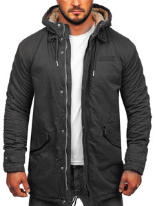 Bolf Herren Baumwoll Winterjacke Parka Schwarzgrau  EX838A