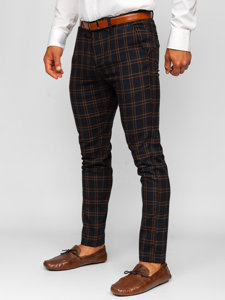 Bolf Herren Chinos Stoffhose Kariert Dunkalblau  0049