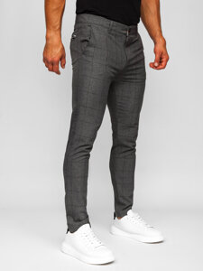 Bolf Herren Chinos Stoffhose Kariert Dunkelgrau  0032