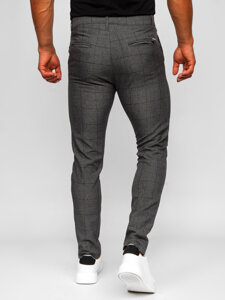 Bolf Herren Chinos Stoffhose Kariert Dunkelgrau  0032