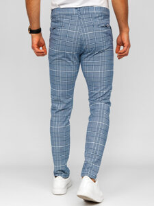 Bolf Herren Elegante Hose Kariert Blau  184164