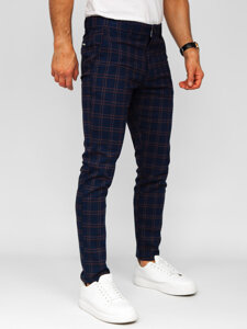 Bolf Herren Elegante Hose Kariert Dunkalblau  184170