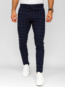 Bolf Herren Elegante Hose Kariert Dunkalblau  184170