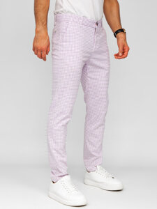 Bolf Herren Elegante Hose Kariert Violett  184143