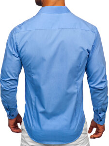 Bolf Herren Elegantes Langarm Hemd Blau  1703