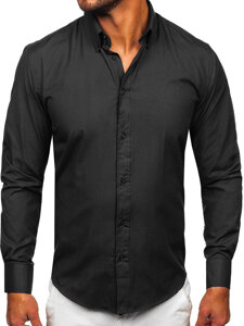 Bolf Herren Elegantes Langarm Hemd Schwarzgrau  5821-1