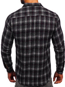 Bolf Herren Flanellhemd Langarm Schwarzgrau  20731-2