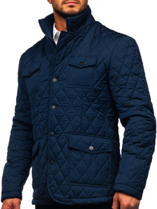 Bolf Herren Gepolsterte Jacke Elegant Dunkelblau  802