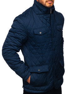 Bolf Herren Gepolsterte Jacke Elegant Dunkelblau  802