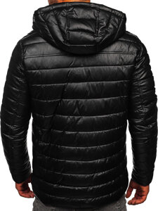 Bolf Herren Gepolsterte Kunstlederjacke Winterjacke Schwarz  11Z8088