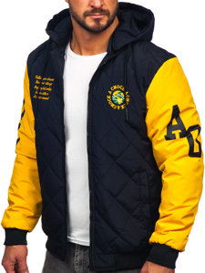 Bolf  Herren Gepolsterte Übergangsjacke Bomberjacke Baseballjacke Dunkelblau  84M3006