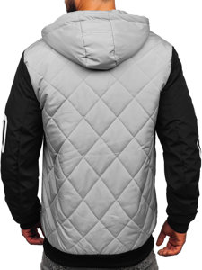 Bolf  Herren Gepolsterte Übergangsjacke Bomberjacke Baseballjacke Grau  84M3006