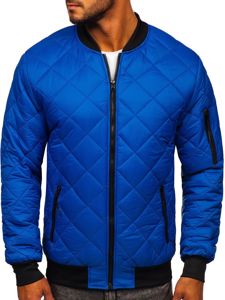 Bolf Herren Gepolsterte Übergangsjacke Bomberjacke Blau  MY-01