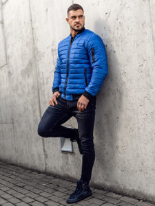 Bolf Herren Gepolsterte Übergangsjacke Bomberjacke Blau  MY-02