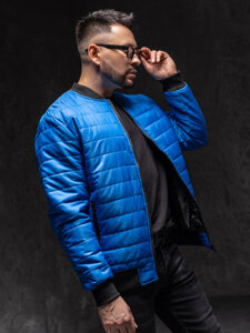 Bolf Herren Gepolsterte Übergangsjacke Bomberjacke Blau  MY-02A1