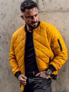 Bolf Herren Gepolsterte Übergangsjacke Bomberjacke Camel  MY-01