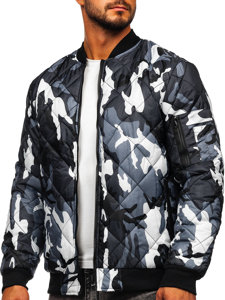 Bolf Herren Gepolsterte Übergangsjacke Bomberjacke Camo Grau  MY-01M