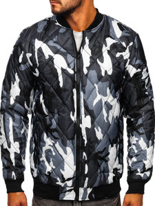 Bolf Herren Gepolsterte Übergangsjacke Bomberjacke Camo Grau  MY-01M