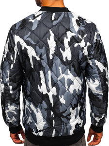 Bolf Herren Gepolsterte Übergangsjacke Bomberjacke Camo Grau  MY-01M