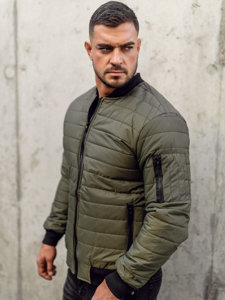 Bolf Herren Gepolsterte Übergangsjacke Bomberjacke Khaki  MY-02