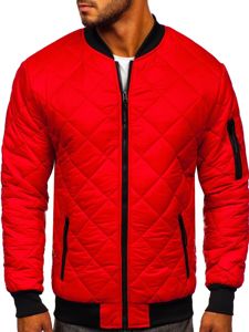 Bolf Herren Gepolsterte Übergangsjacke Bomberjacke Rot MY-01A