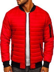 Bolf Herren Gepolsterte Übergangsjacke Bomberjacke Rot  MY-02