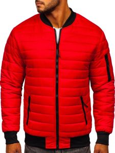 Bolf Herren Gepolsterte Übergangsjacke Bomberjacke Rot  MY-02