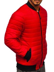 Bolf Herren Gepolsterte Übergangsjacke Bomberjacke Rot  MY-02