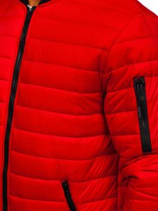 Bolf Herren Gepolsterte Übergangsjacke Bomberjacke Rot  MY-02A