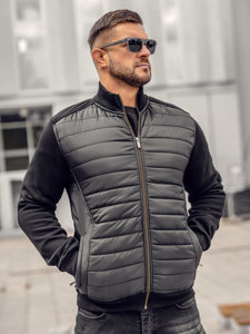 Bolf Herren Gepolsterte Übergangsjacke Bomberjacke Schwarz 146307A