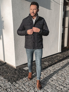 Bolf Herren Gepolsterte Übergangsjacke Dunkelblau  22M15