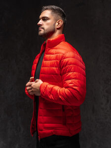 Bolf Herren Gepolsterte Übergangsjacke Rot 13007