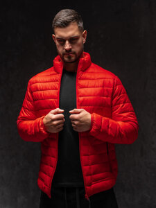 Bolf Herren Gepolsterte Übergangsjacke Rot 13007