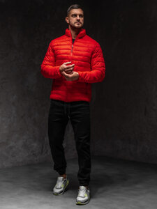 Bolf Herren Gepolsterte Übergangsjacke Rot  13007A1