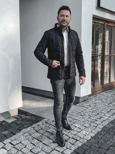 Bolf Herren Gepolsterte Übergangsjacke Schwarz  22M16